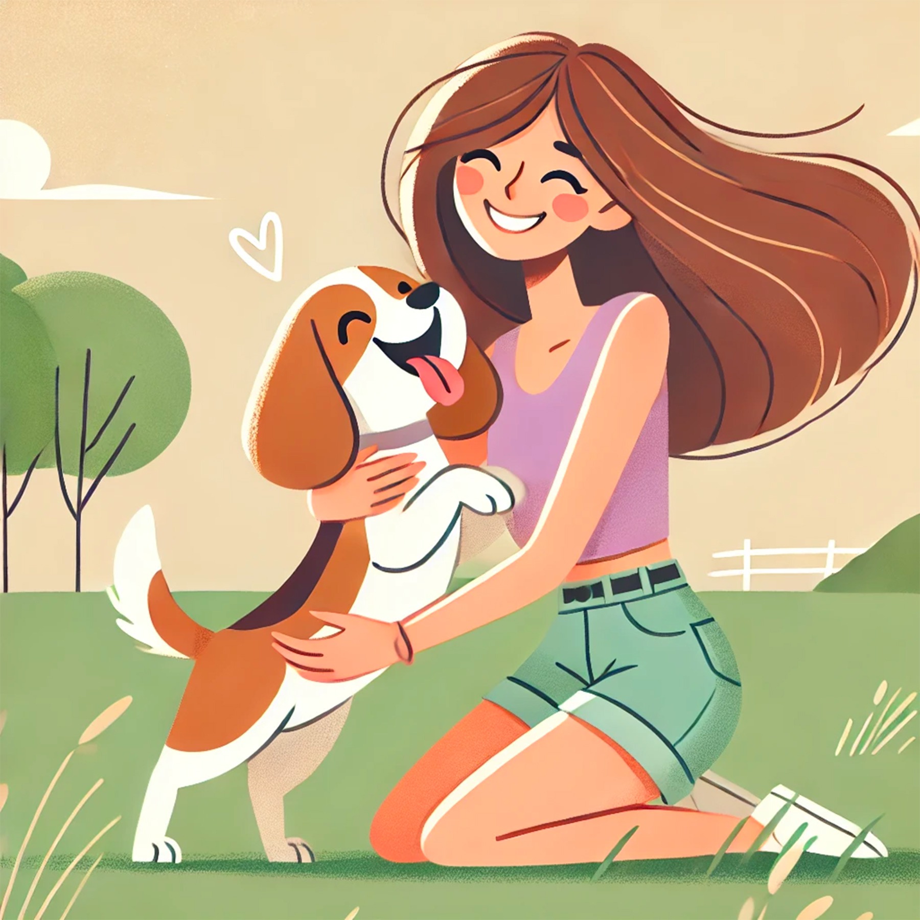 Vettoriale di ragazza che gioca con un cane