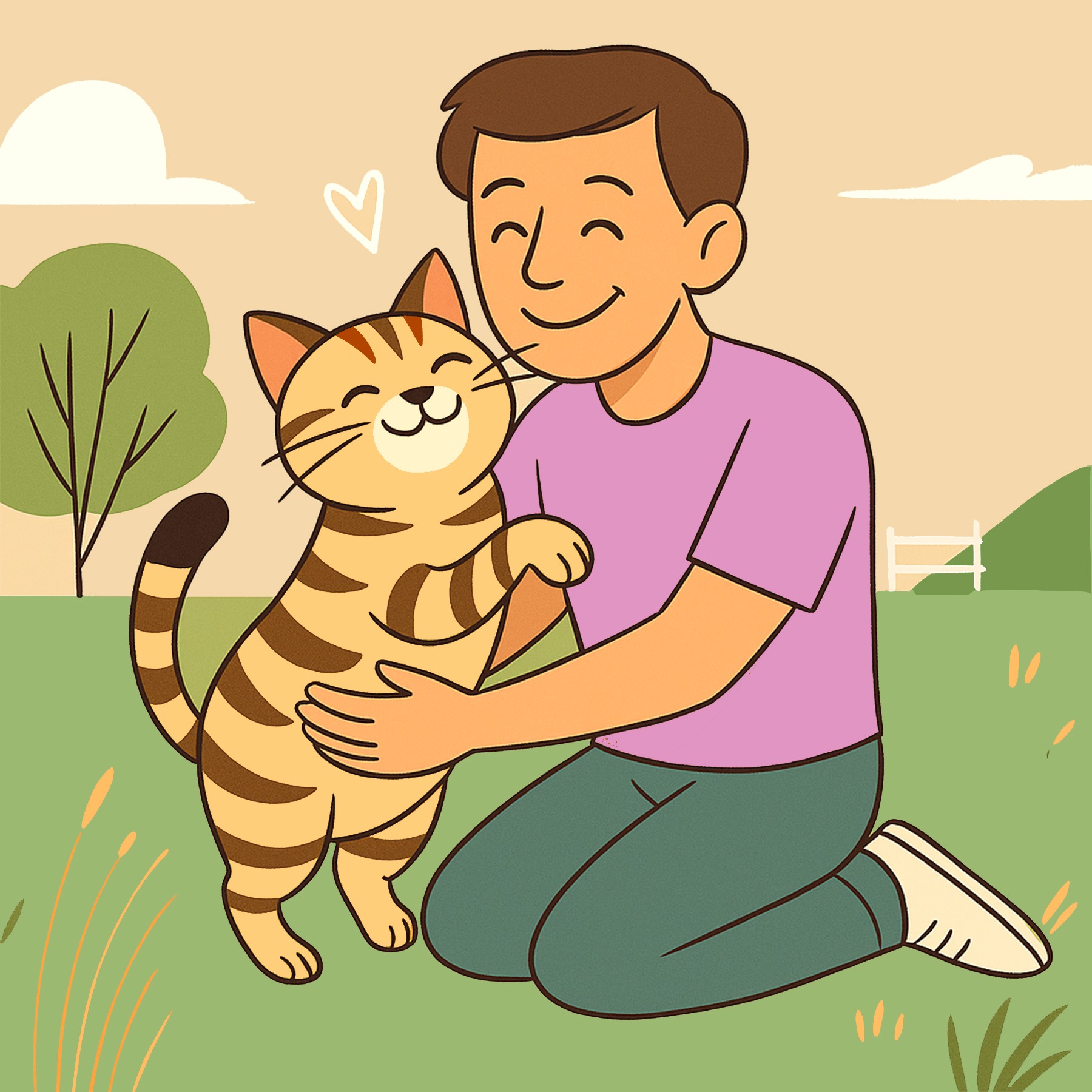 Vettoriale di ragazzo che gioca con un gatto